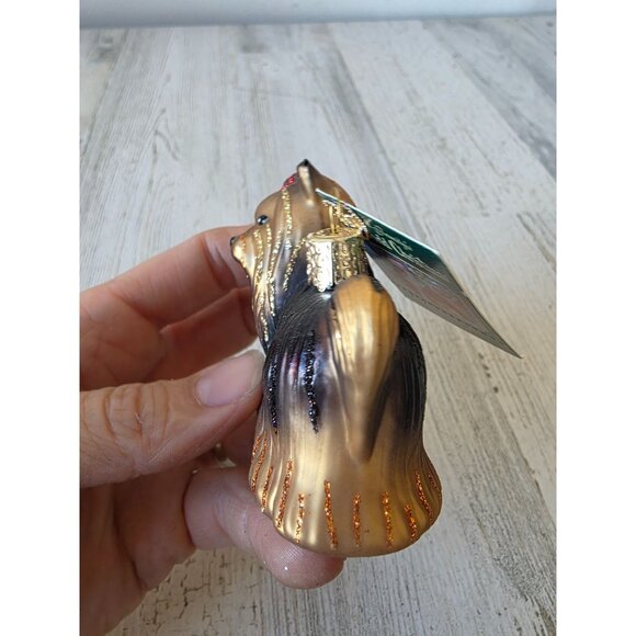 OWC old world Yorkie dog glass glitter ornament puppy Xmas tree - Picture 2 of 10